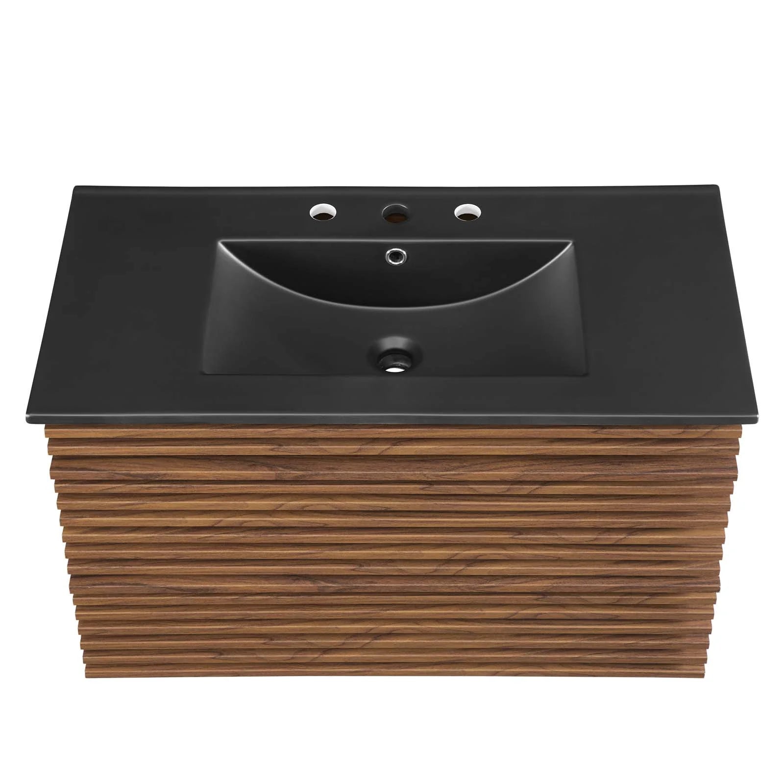 Modway Render 36" Wall-Mount Bathroom Vanity in Walnut Black