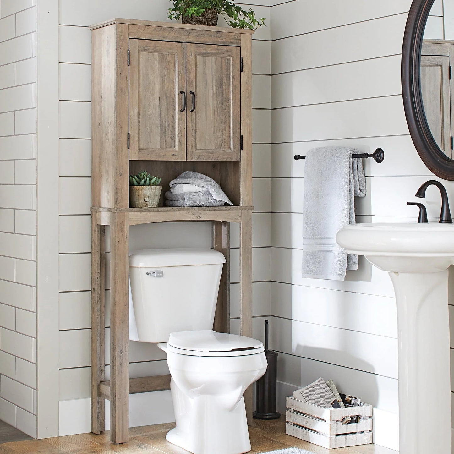 Better Homes & Gardens 26in. Over the Toilet Bathroom Space Saver Cabinet, Rustic Gray