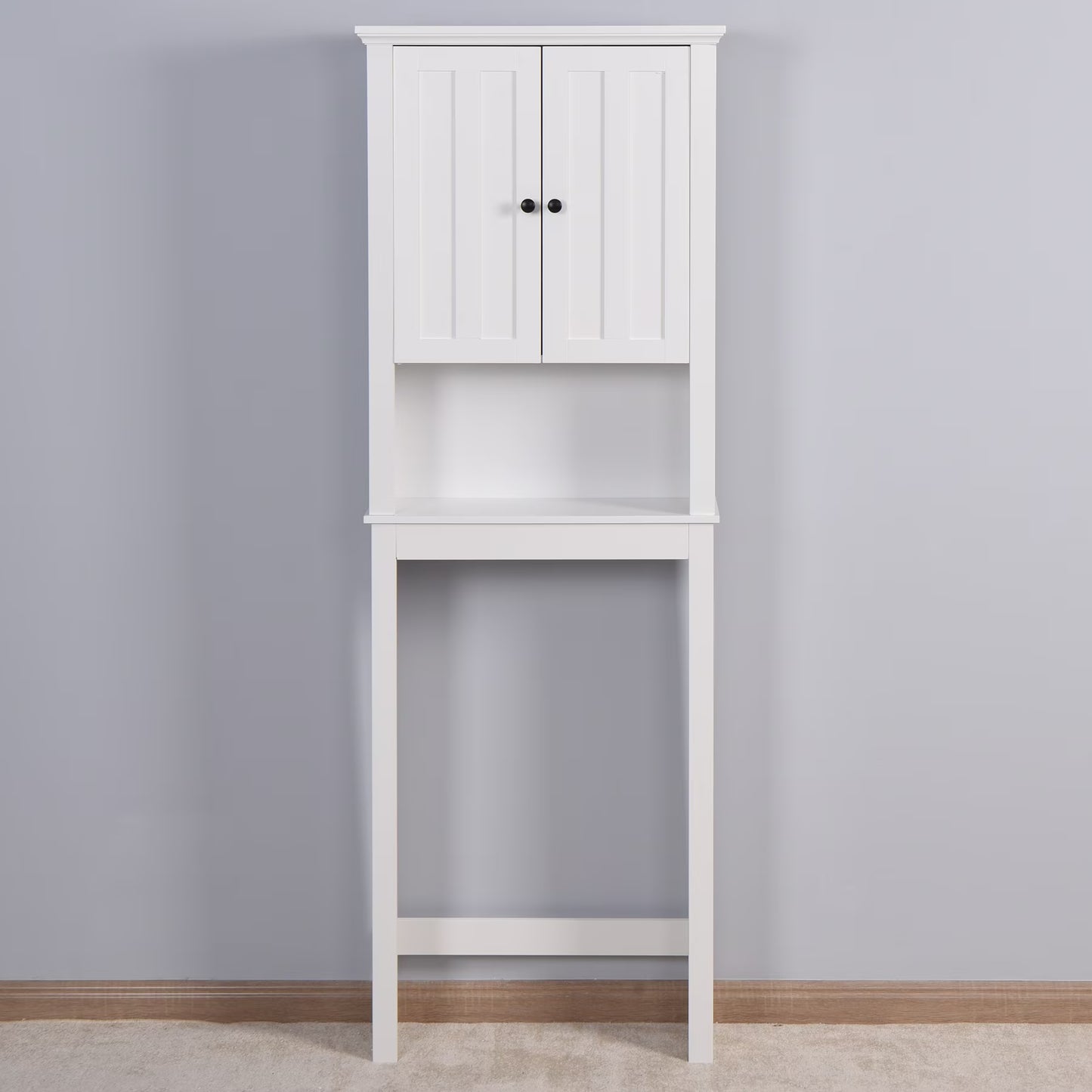 UBesGoo Bathroom Cabinet, Bathroom Space Saver, Over The Toilet Storage with 2-Door Adjustable Shelves, White
