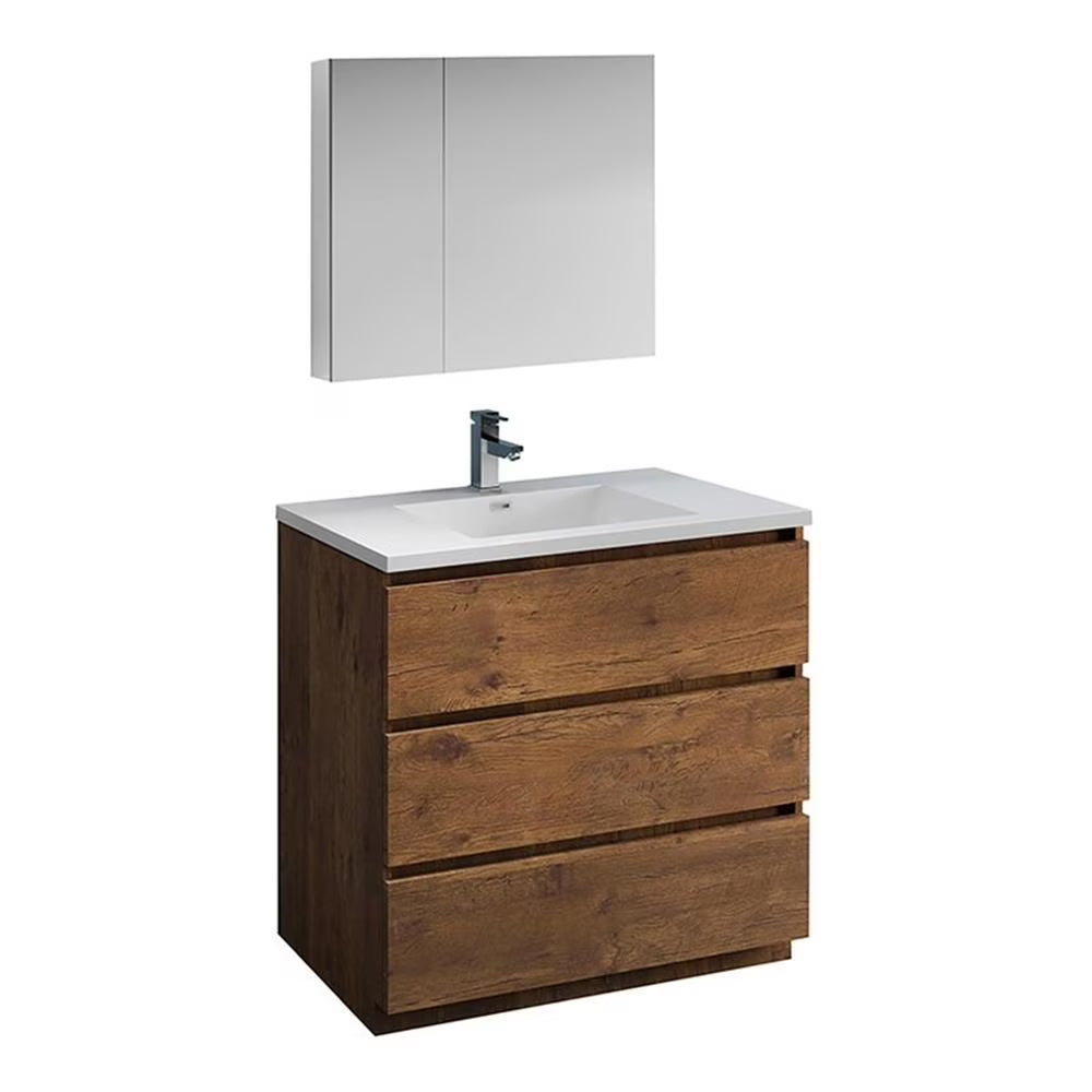 Fresca Lazzaro 36" Rosewood Free Standing Modern Bathroom Vanity w/ Medicine Cabinet