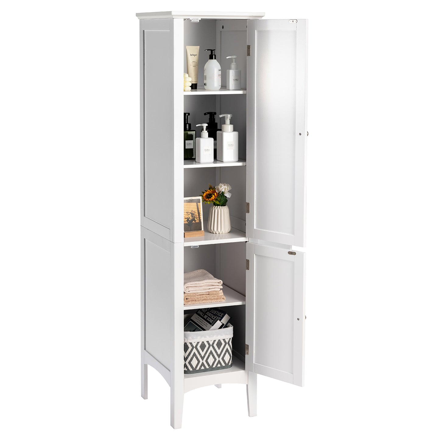 Topbuy Tall Freestanding Bathroom Storage Cabinet with 5-Tier&2 doors for living room&bathroom
