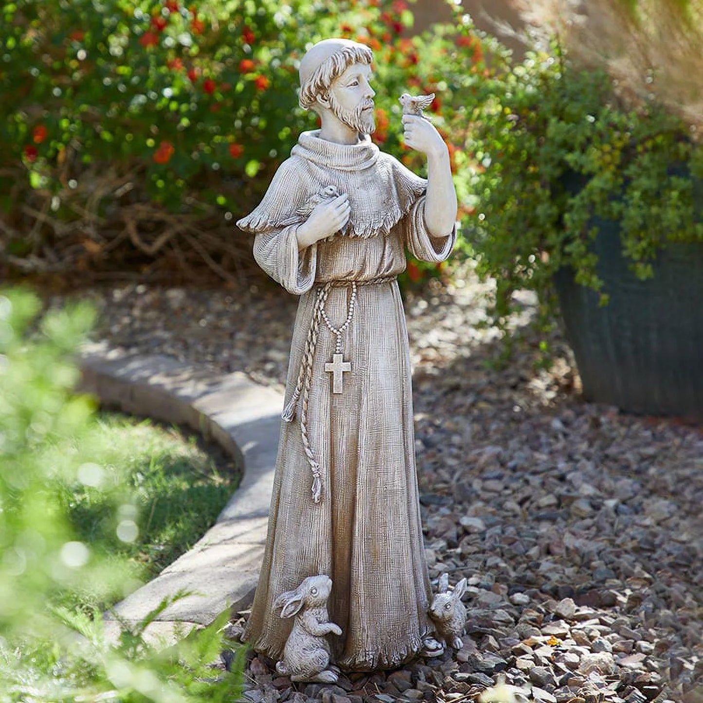 Saint Francis Bird Bath & Feeder Statue, Outdoor D��?cor, 24 Inches