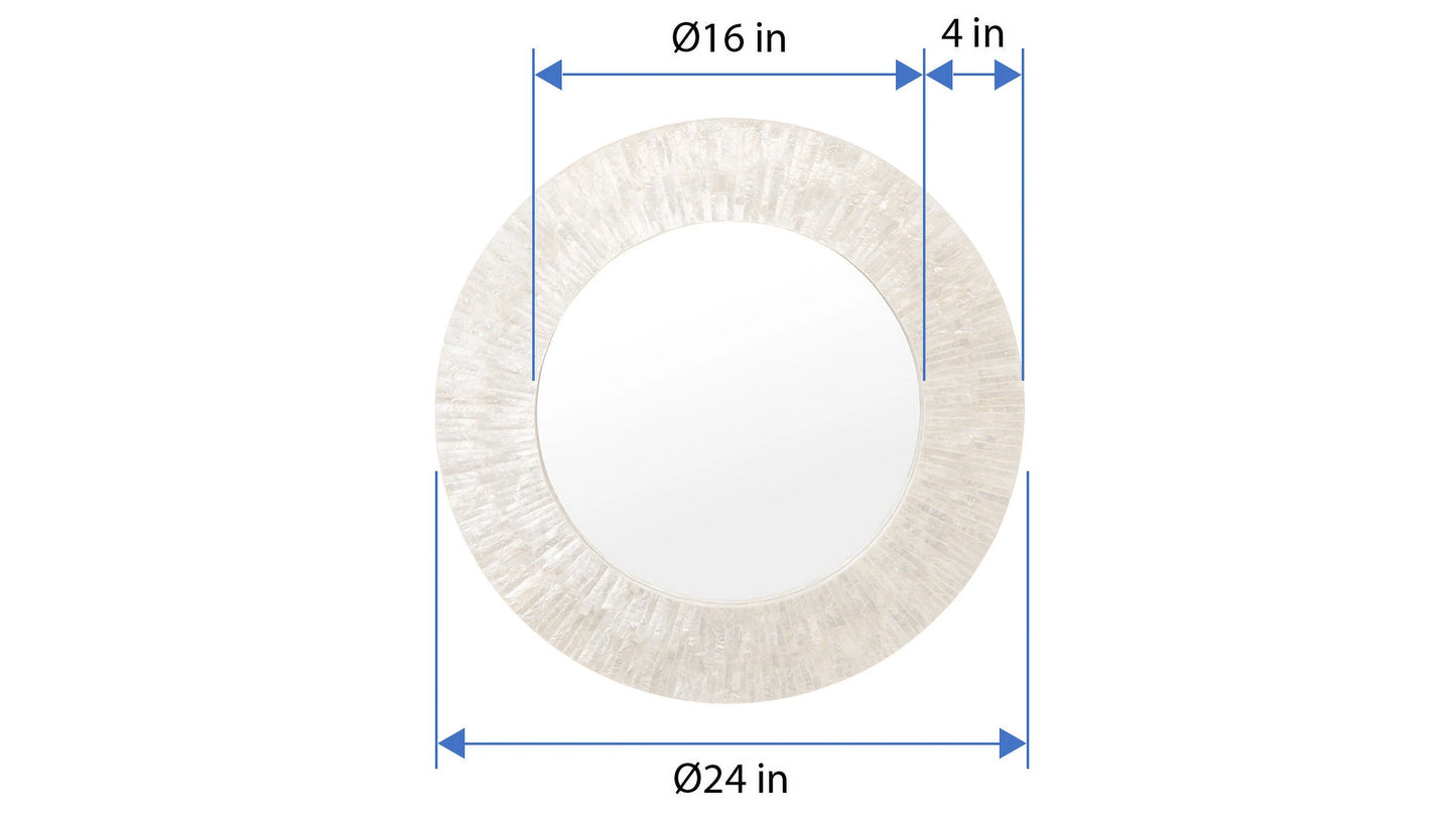 Kouboo Round Capiz Seashell Sunray Wall Mirror, Round Wall Mirror, Mirror For Bathroom Bedroom Living Room Entryway, Natural White