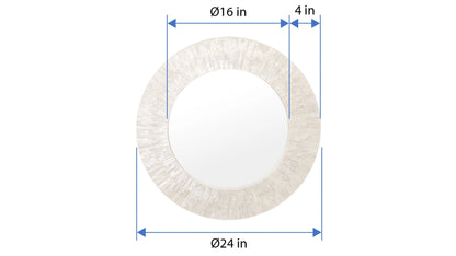 Kouboo Round Capiz Seashell Sunray Wall Mirror, Round Wall Mirror, Mirror For Bathroom Bedroom Living Room Entryway, Natural White