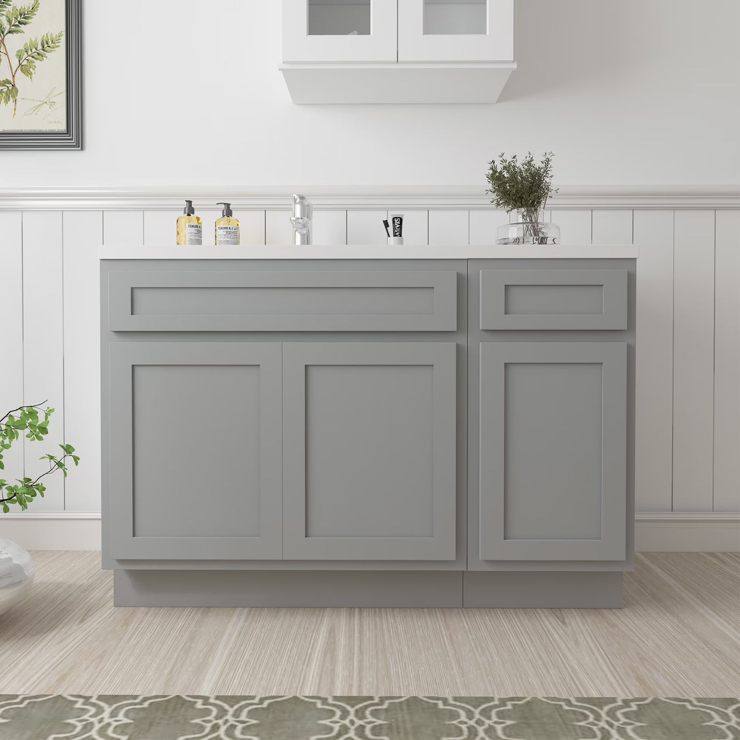 51 in. W x 21 in. D x 32.5 in. H Bath Vanity Cabinet without Top in Silver