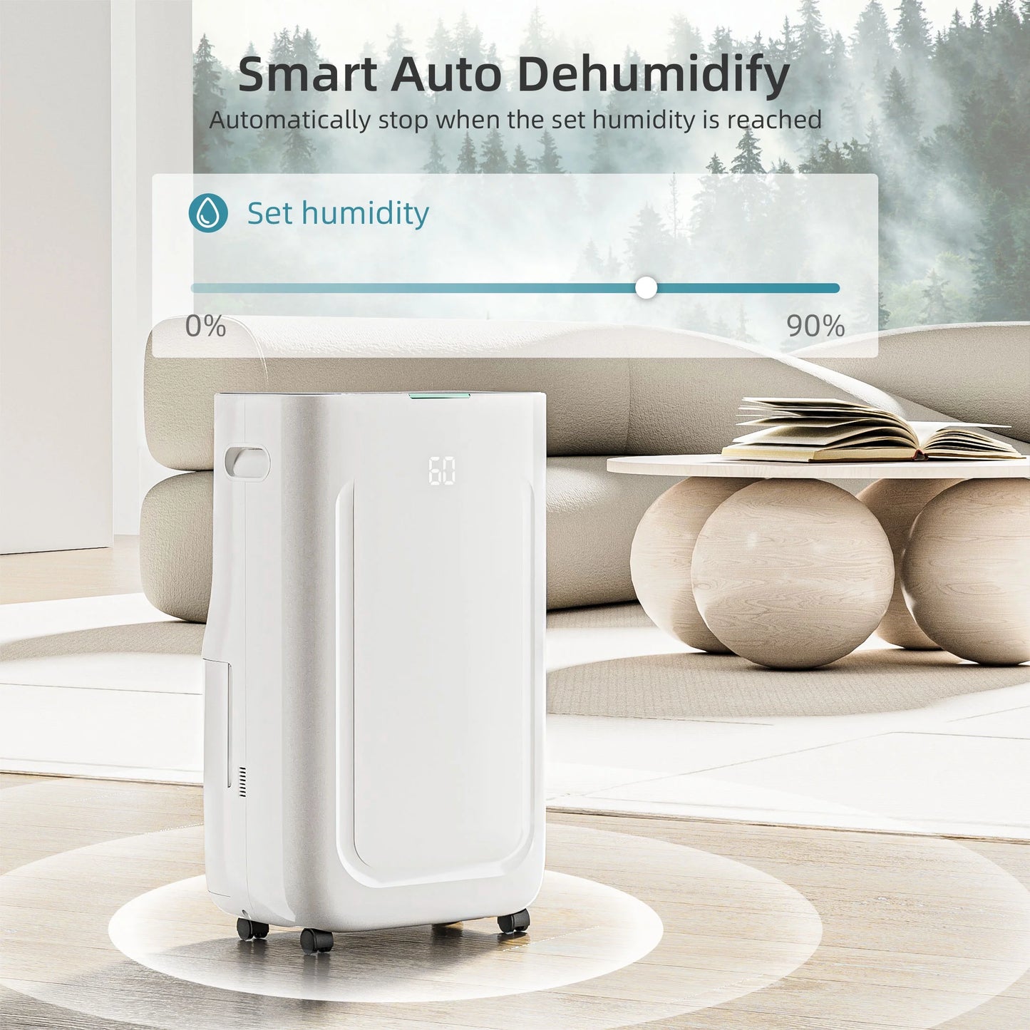 Rocyis 22 Pint/day (DOE) 5500 sq. ft. Dehumidifier for Home, 1.7 Gallon��6.5L�� Water Tanks, Auto Drain or Manual Drainage, for Basements, Bedroom, Bathroom