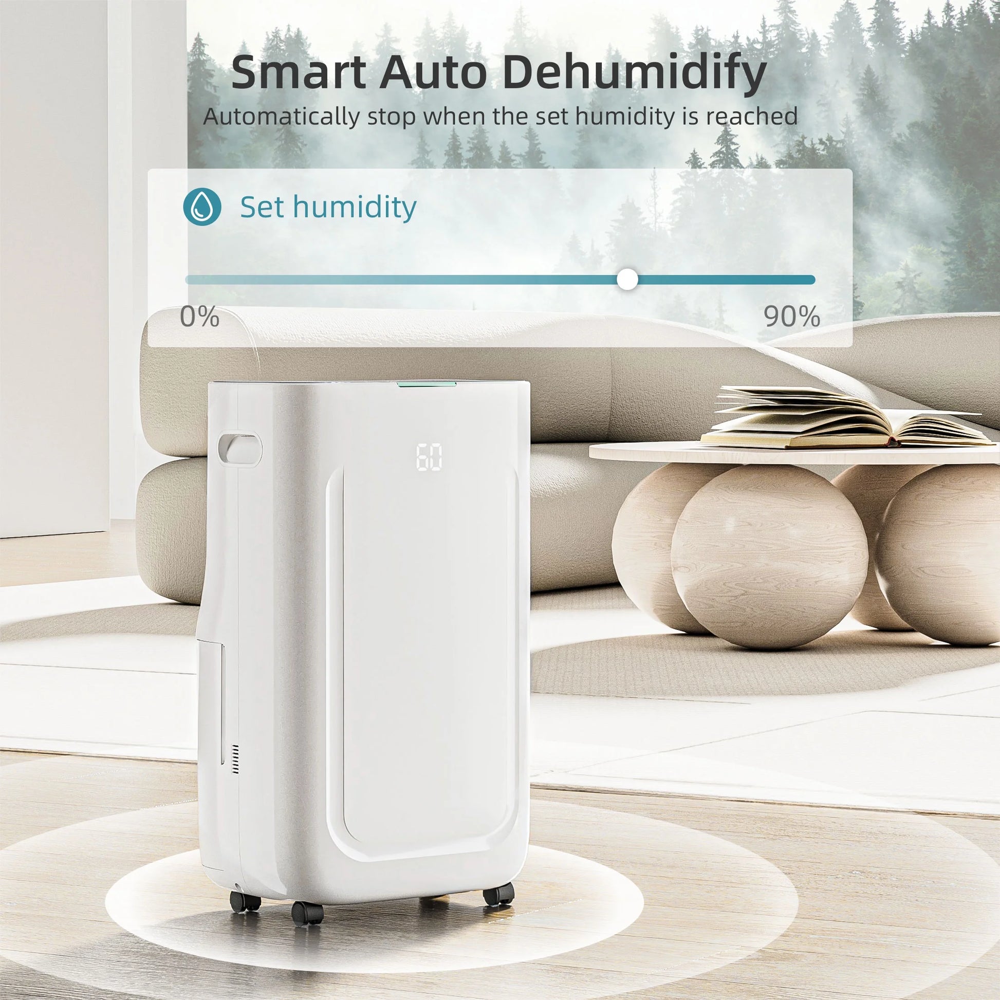 Rocyis 22 Pint/day (DOE) 5500 sq. ft. Dehumidifier for Home, 1.7 Gallon��6.5L�� Water Tanks, Auto Drain or Manual Drainage, for Basements, Bedroom, Bathroom