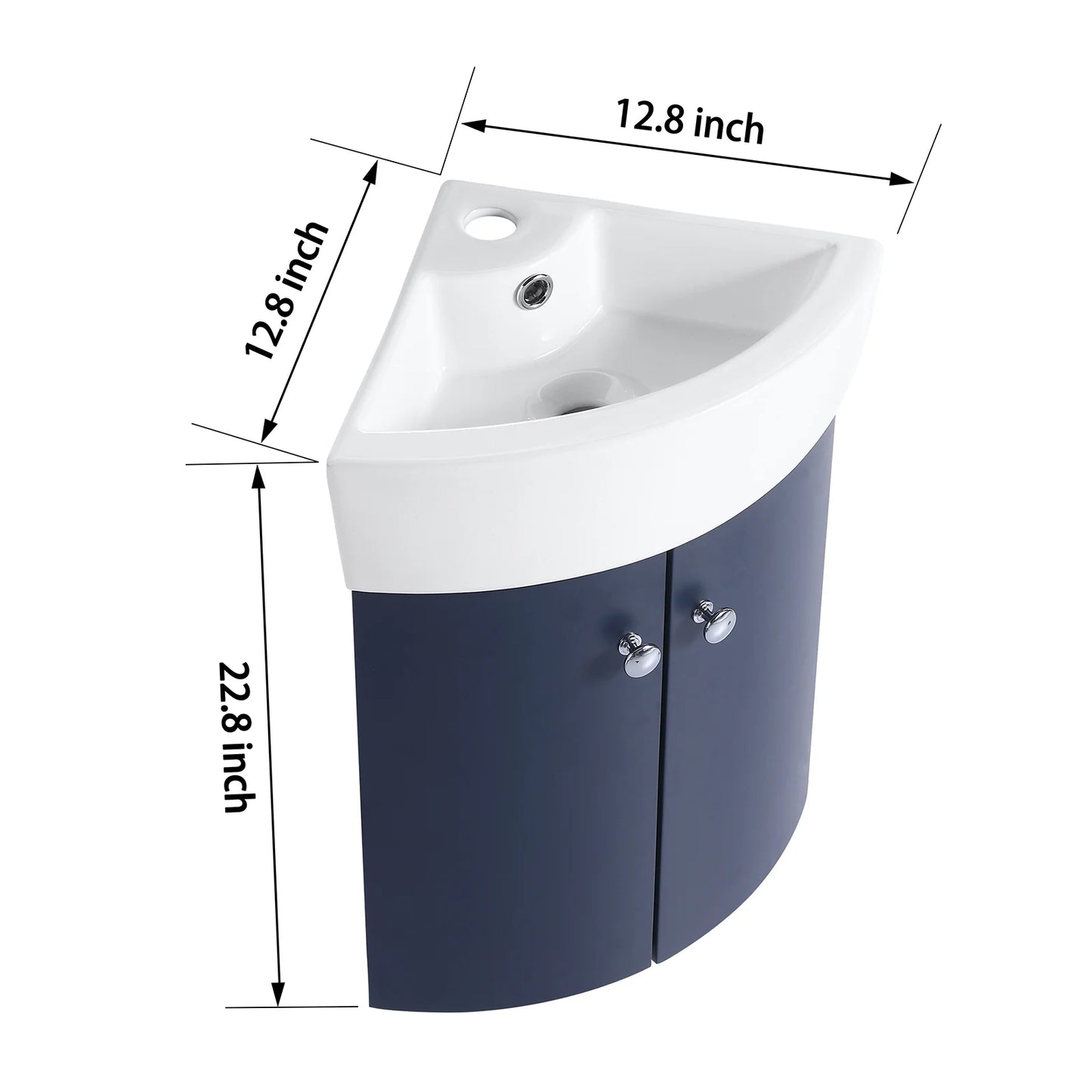 Modern Corner Bathroom Vanity Combo For Small Space, Floating Wall Mounted Cabinet Set Small Bathroom Vanity With Sink, Metal Handles Door Sturdy Structure Furniture