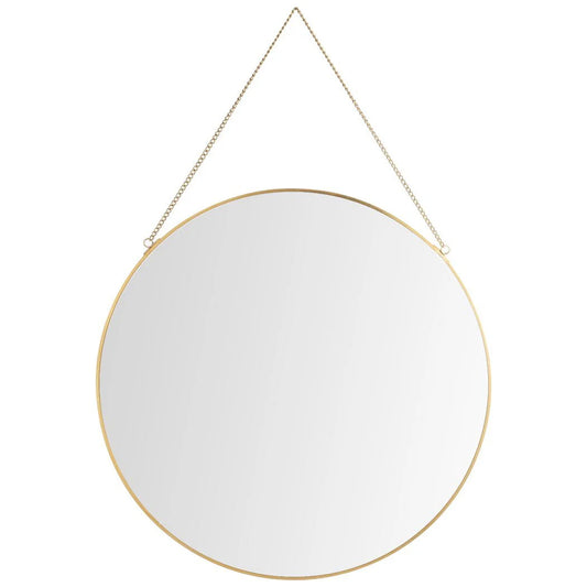 Wall Mirror, 15.7in Hanging Round Mirror with Chain, Golden Metal Frame Circle Mirror for Bathroom, Bedroom, Living Room, Entryway