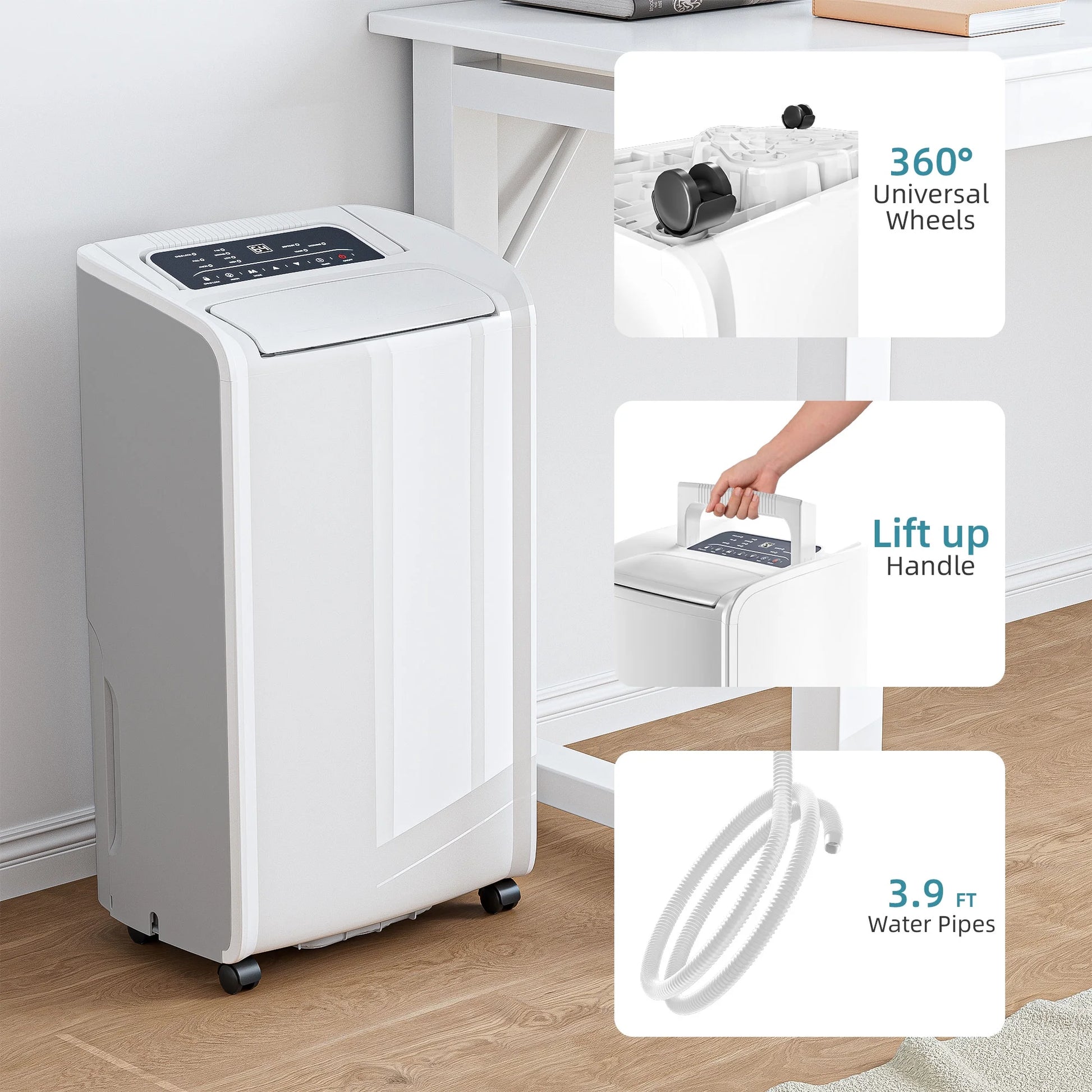 Rocyis 70 Pints Dehumidifier for 5000 Sq. Ft. Home, with Auto Shut off, Drain Hose, Reusable Filter, 4 Modes, for Bedroom & Bathroom