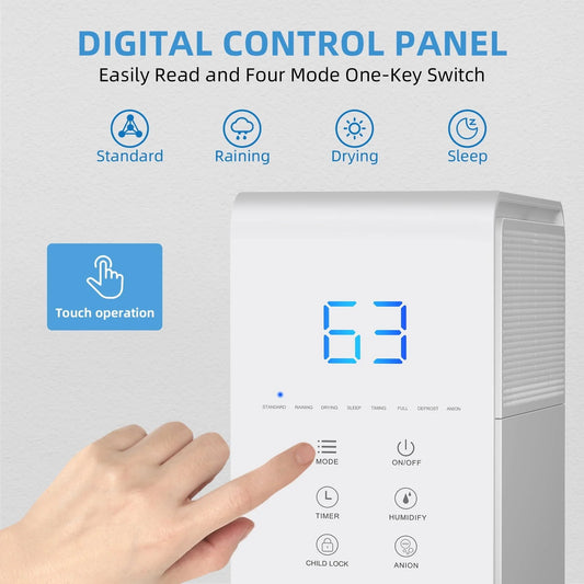 Rocyis 30 Pint 1500 sq. Ft Small Compressor Dehumidifier for Home with Auto Shut, Drain Hose Humidity Control for Bedroom, Bathroom, RV