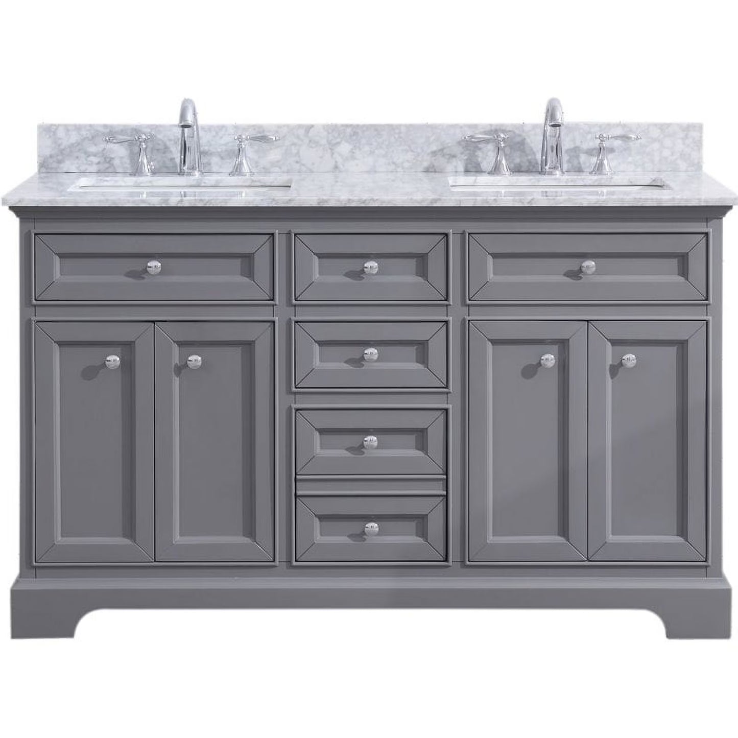 Ari Kitchen & Bath South Bay 55" Solid Wood Bathroom Vanity in Gray