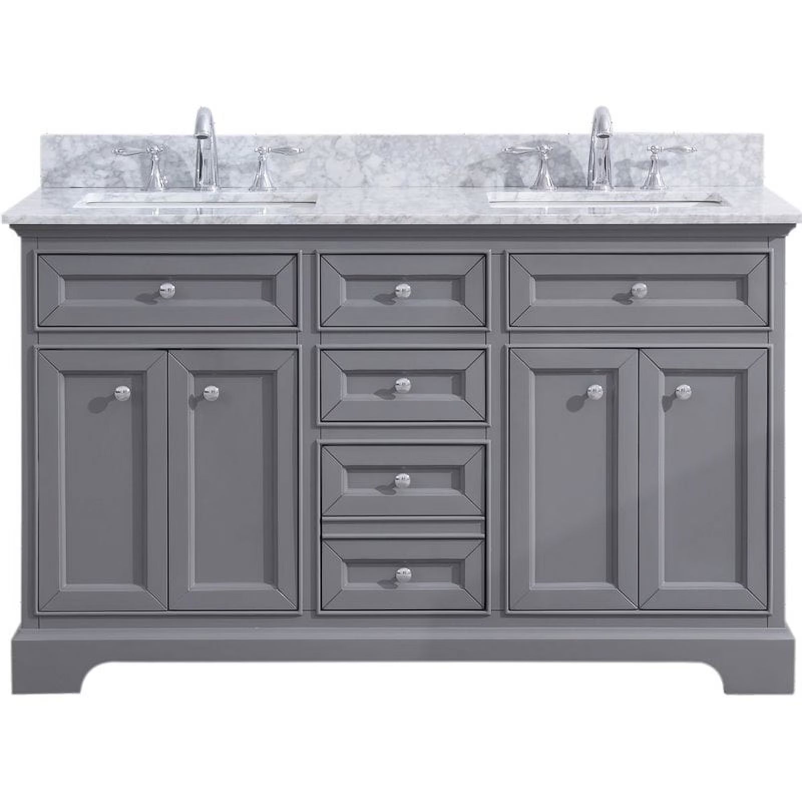 Ari Kitchen & Bath South Bay 55" Solid Wood Bathroom Vanity in Gray
