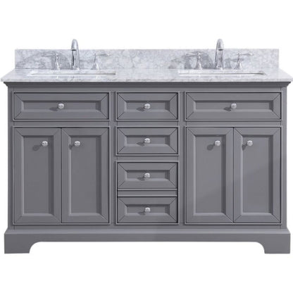 Ari Kitchen & Bath South Bay 55" Solid Wood Bathroom Vanity in Gray