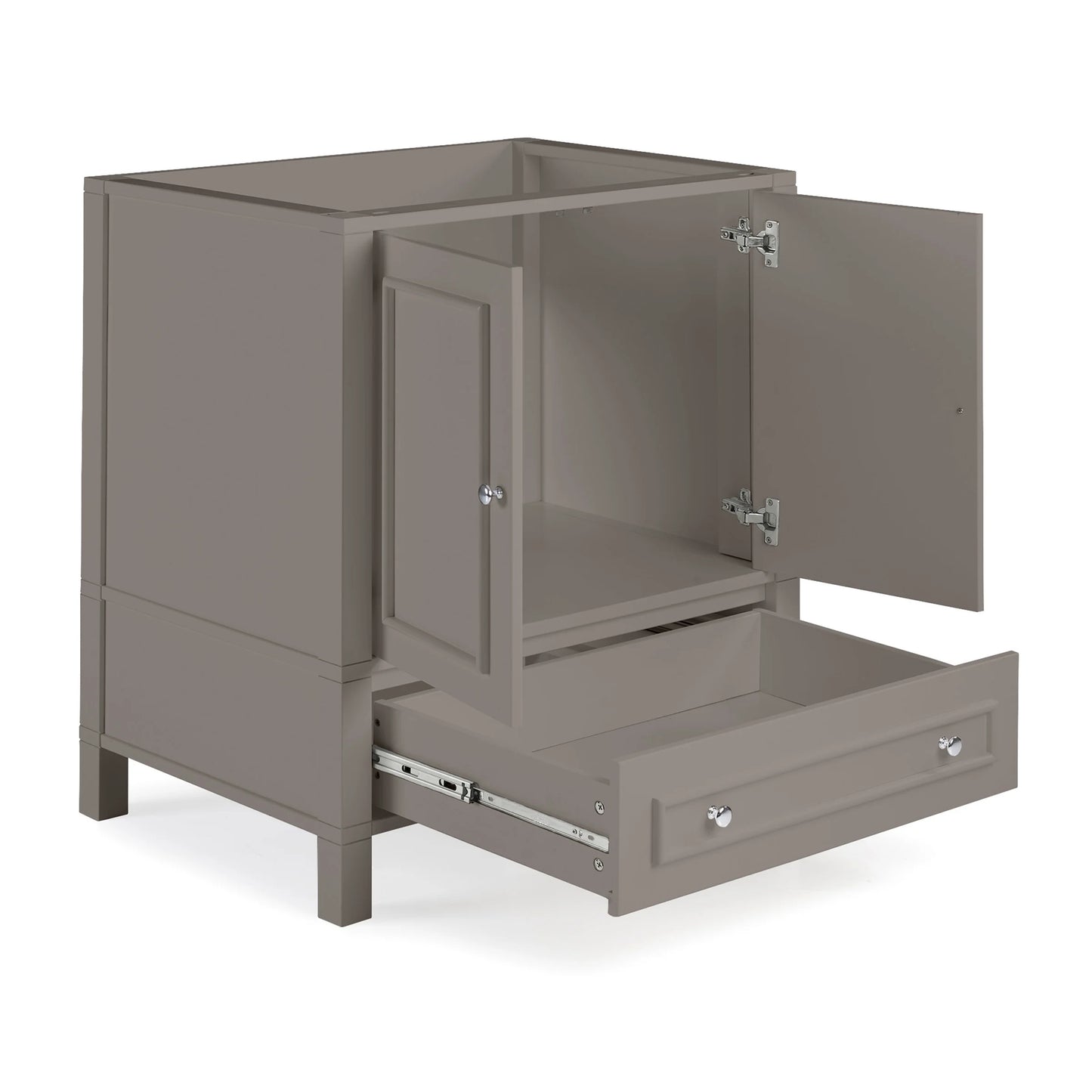 Alaterre Furniture Williamsburg 30 in. Bathroom Vanity - Freestanding Cabinet Without Sink - Small Wood Vanity with Soft-Close Doors, Gray