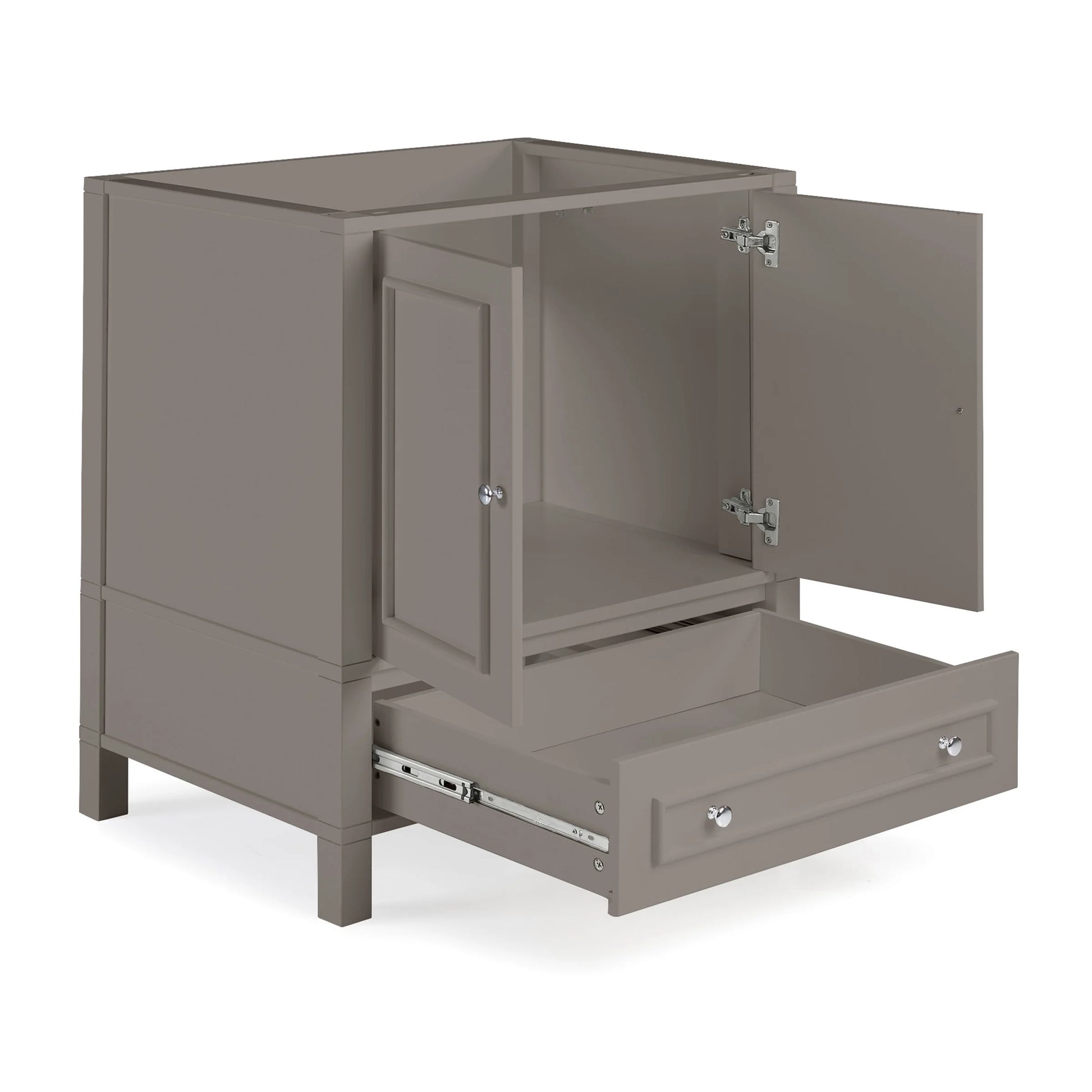 Alaterre Furniture Williamsburg 30 in. Bathroom Vanity - Freestanding Cabinet Without Sink - Small Wood Vanity with Soft-Close Doors, Gray