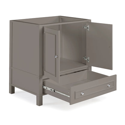 Alaterre Furniture Williamsburg 30 in. Bathroom Vanity - Freestanding Cabinet Without Sink - Small Wood Vanity with Soft-Close Doors, Gray
