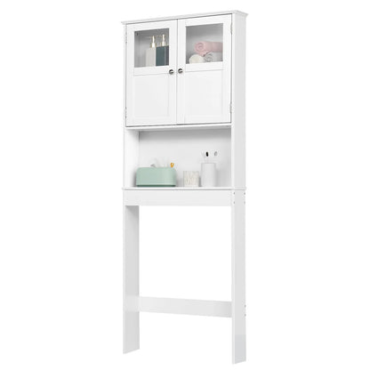Ktaxon Over the Toilet Bathroom Storage Cabinet Space Saver with 2 Doors and 3 Storage Shelves, White Finish