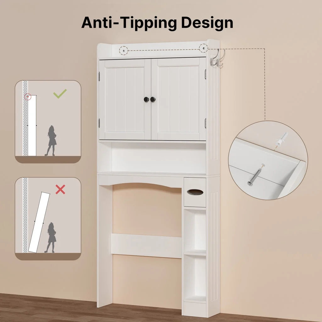 Aiho Over The Toilet Storage Cabinet, Bathroom Shelf Over Toilet, Bathroom Storage Cabinet Organizer - White