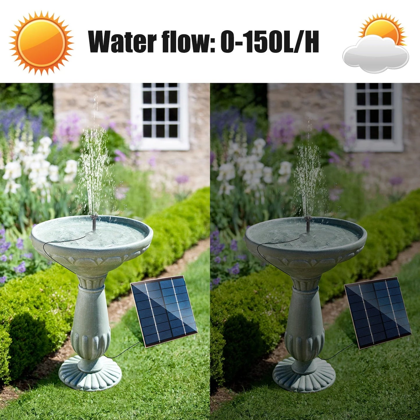 TSV Solar Fountain Water Pump, 1.2W Solar Powered Bird Bath Fountain, Submersible Water Pump Kit Solar Panel Kits for Outdoor Pool, Small Pond, Garden Fish Tank, 150L/H