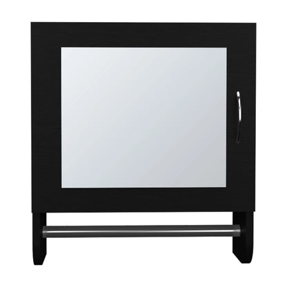 Medicine Cabinet 19.70" H,With 1 Door,2 Shelves,1 Mirror,Black,Black Engineered Wood Bath Faucets Bathroom Storage