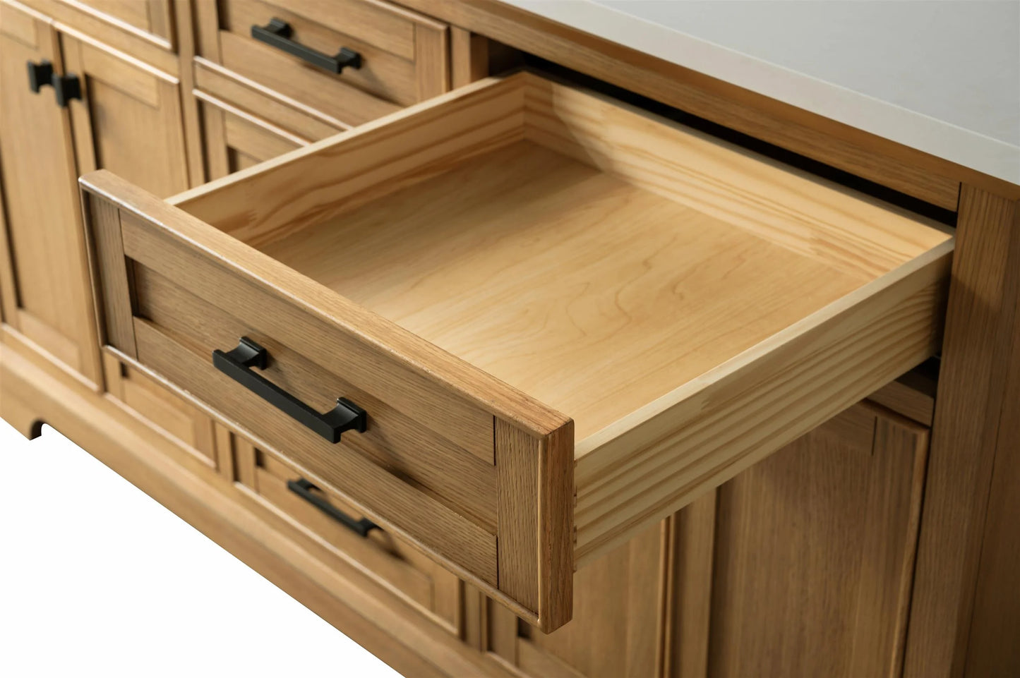 Design Element Milano 60" Single Sink Oak Bath Vanity with White Quartz Top