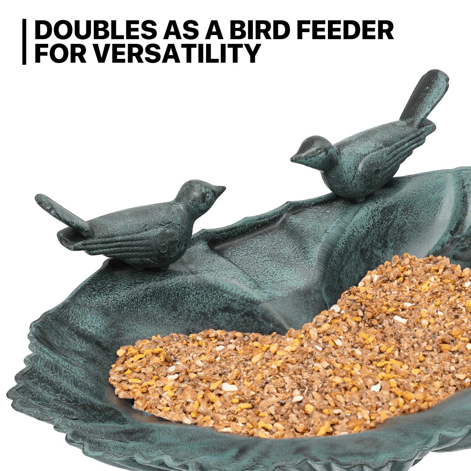 MoNiBloom Outdoor Pedestal Bird Bath with Solar Pumb, for Garden Patio Backyard Décor, Green