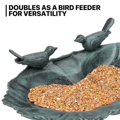 MoNiBloom Outdoor Pedestal Bird Bath with Solar Pumb, for Garden Patio Backyard Décor, Green