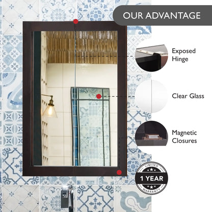 Design House Ventura 24" Wall Mounted Mirrored Bathroom Medicine Cabinet, Espresso