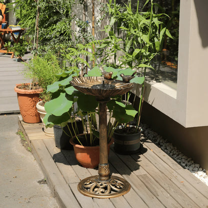 MoNiBloom Outdoor Pedestal Bird Bath with Solar Pumb, for Garden Patio Backyard Décor, Bronze