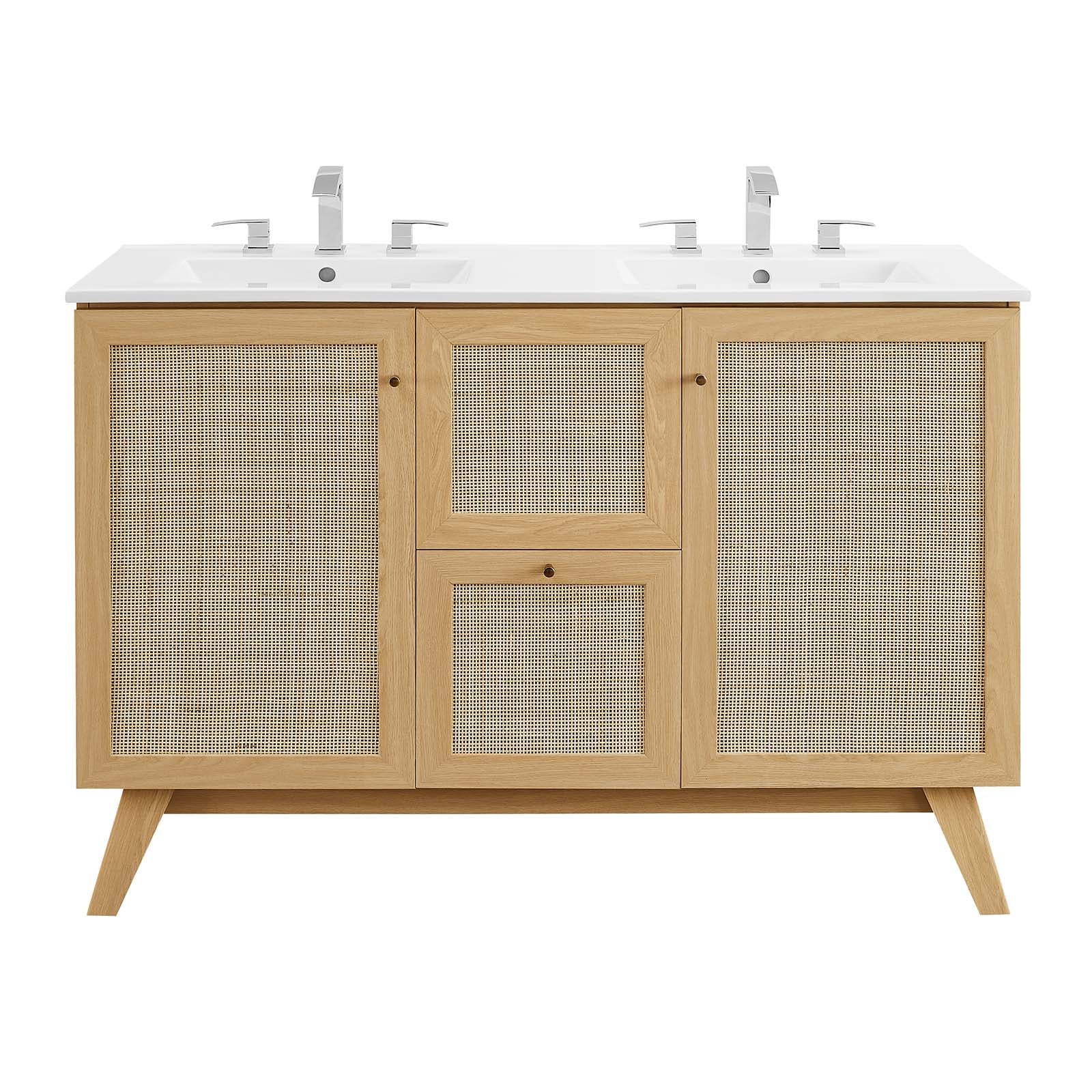 Modway Soma 48�?Double Sink Bathroom Vanity in Oak White