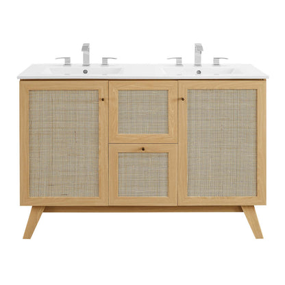 Modway Soma 48�?Double Sink Bathroom Vanity in Oak White