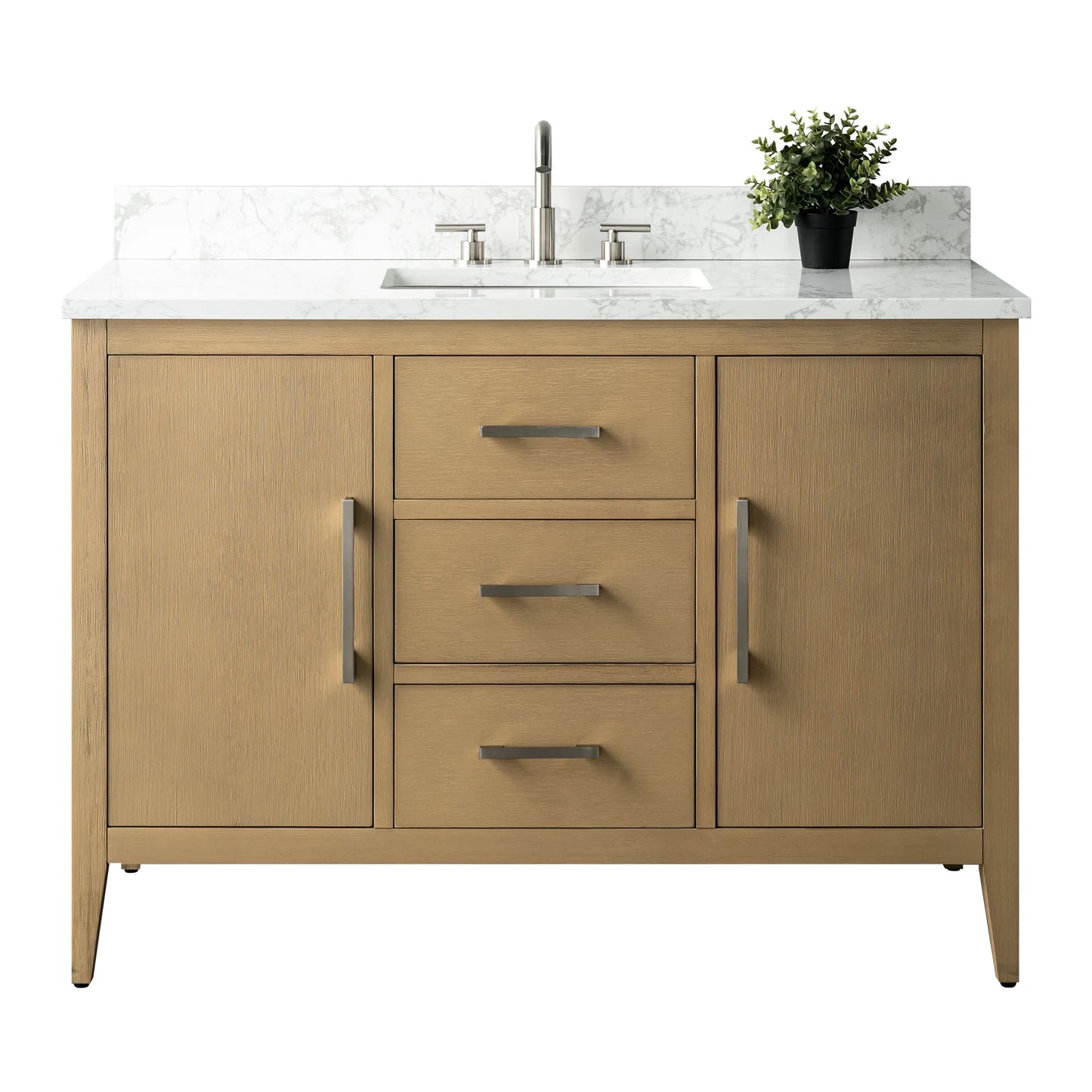Vanity Art 48" Single Sink Bathroom Vanity Cabinet with Ceramic Countertop