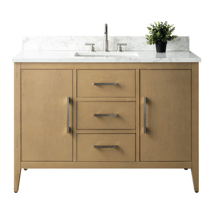 Vanity Art 48" Single Sink Bathroom Vanity Cabinet with Ceramic Countertop