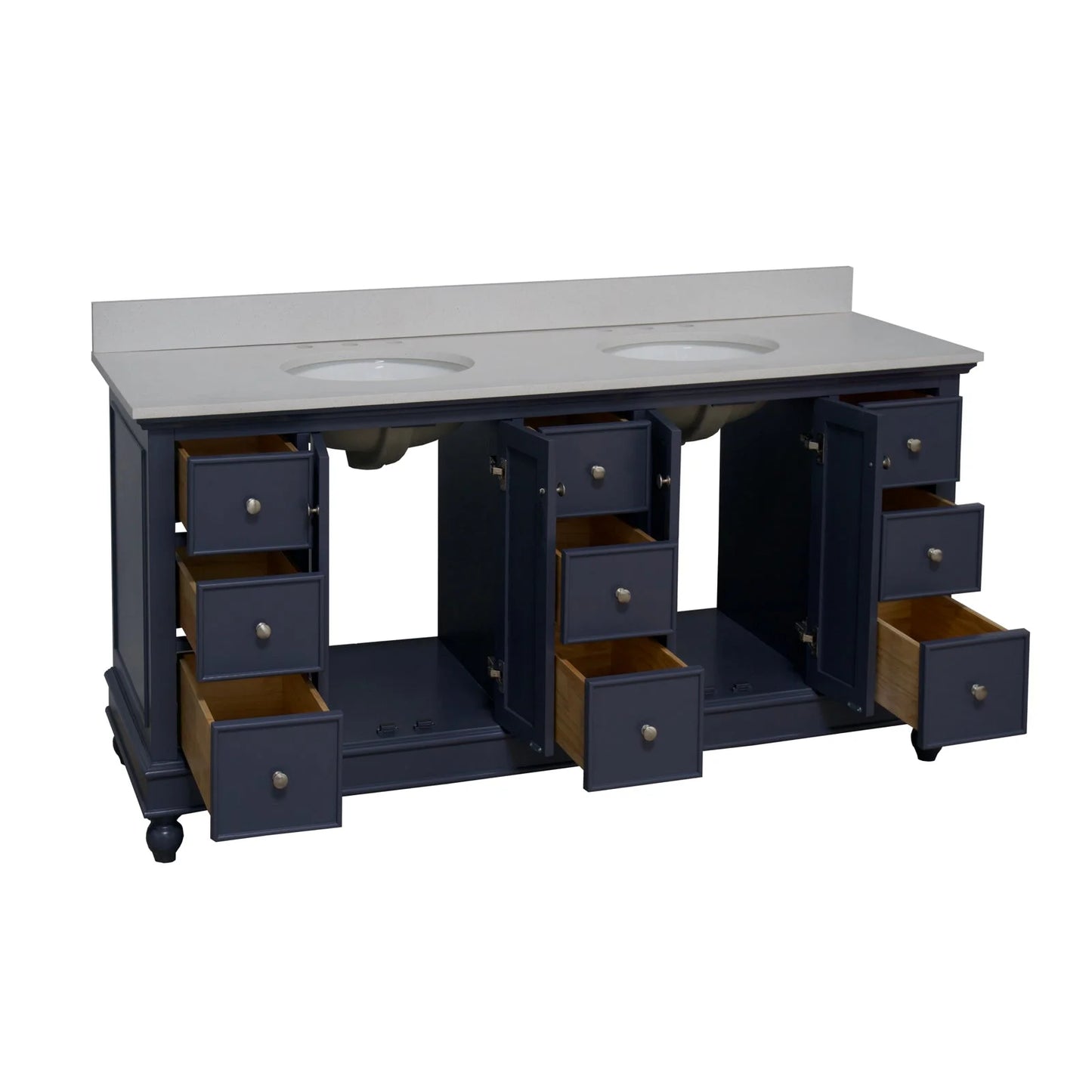 Bella 72" Double Bathroom Vanity with White Cabinet and Carrara Marble Top
