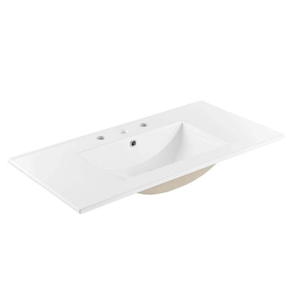 Modway Elysian 36" Wood Bathroom Vanity in White Brown