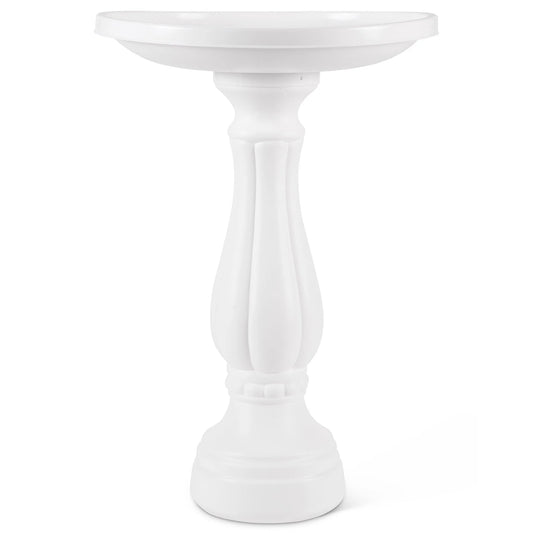 Bloem Promo Birdbath With Pedastal: White - 17" Basin With 2" Depth, 25" Fillable Pedastal, Smooth Gloss, Durable & Weather Resistant Resin, For Indoor &Outdoor Use, Gardening