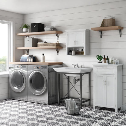 RiverRidge Home Somerset Collection 2-Door Bathroom Storage Wall Cabinet with 1 Open Shelf and 2 Interior Shelves, White
