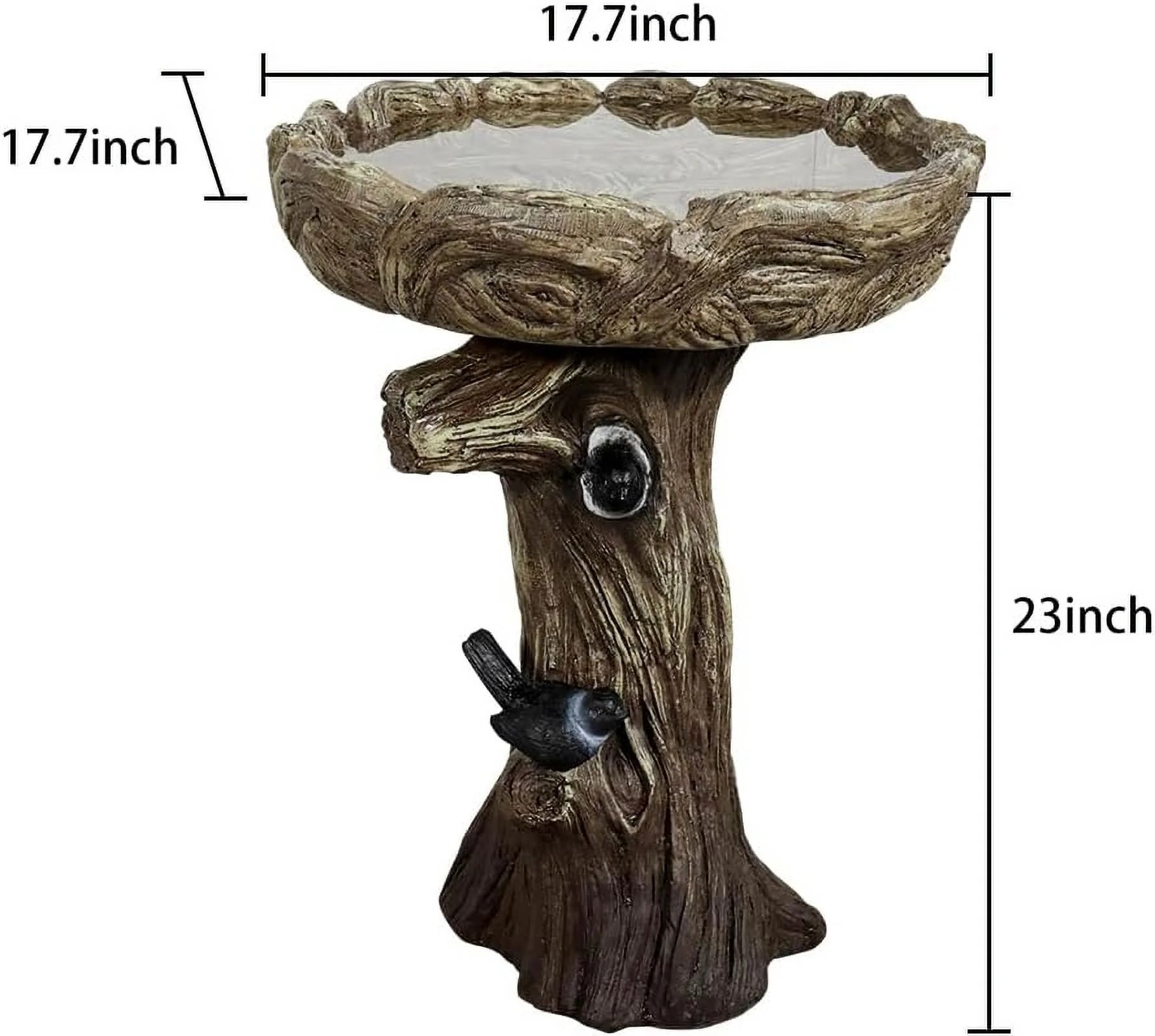 24.4" H Cement Bird Bath for Garden- Fibre Reinforced Concrete Bird Baths for Outdoors, Large Size Vintage Carved Pedestal Birdbath for Patio, Yard, Lawn -20��Dia. X 24.4��H Bird Fountain