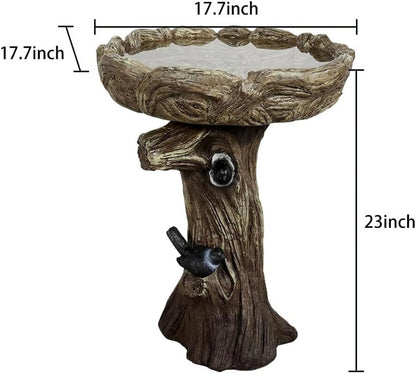24.4" H Cement Bird Bath for Garden- Fibre Reinforced Concrete Bird Baths for Outdoors, Large Size Vintage Carved Pedestal Birdbath for Patio, Yard, Lawn -20��Dia. X 24.4��H Bird Fountain