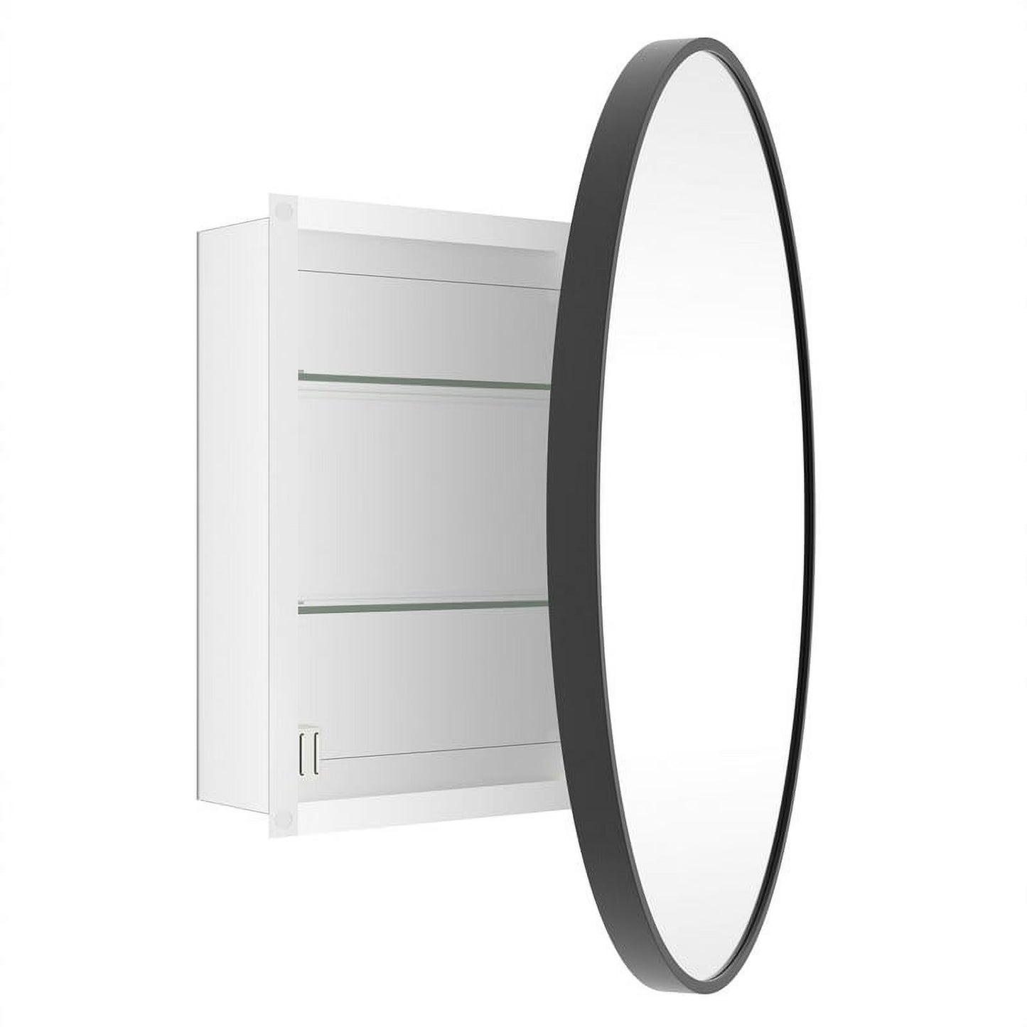 WallBeyond Bathroom Medicine Cabinet with Round Mirror Aluminum Framed 28", Gold