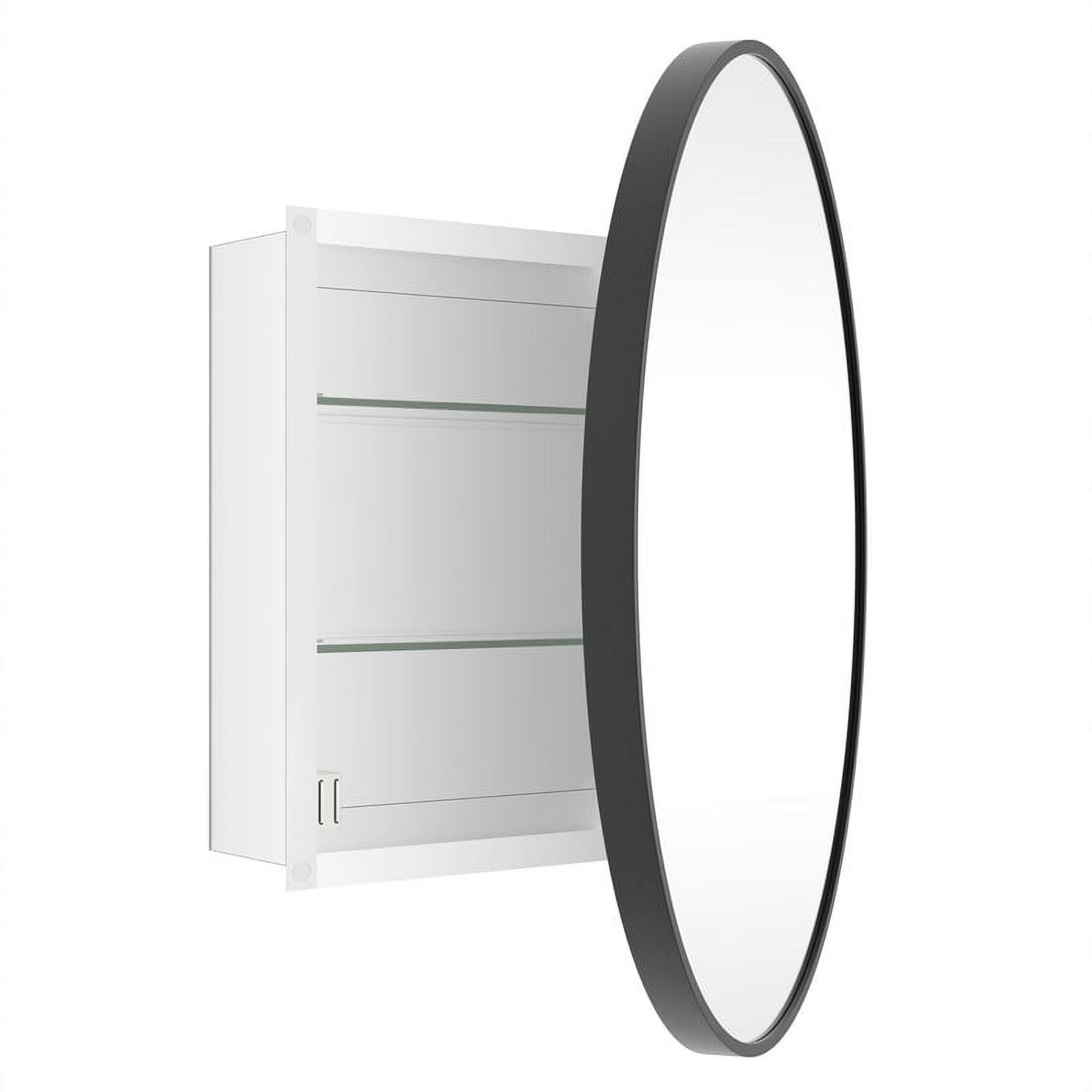 WallBeyond Bathroom Medicine Cabinet with Round Mirror Aluminum Framed 28", Gold