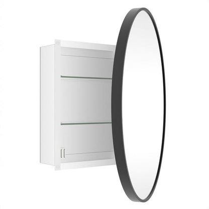 WallBeyond Bathroom Medicine Cabinet with Round Mirror Aluminum Framed 28", Gold