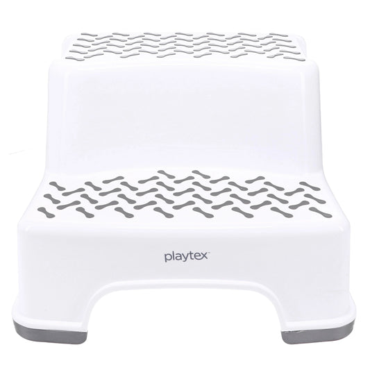 Playtex White 2-Tier Step Stool, Kids Bathroom and Bedroom Plastic Step Stool