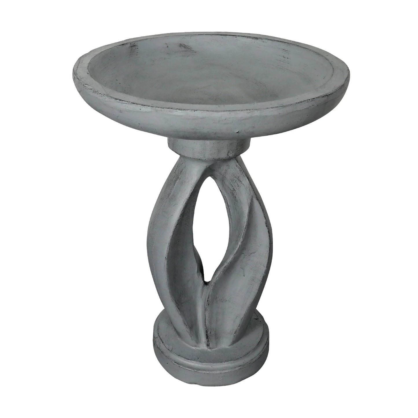 21.8 Inch Height Outdoor Bird Bath - Fibre Reinforced Concrete Large Bird Bath Stylish with Curved Pedestal for Garden, Patio, Backyard, Lawn
