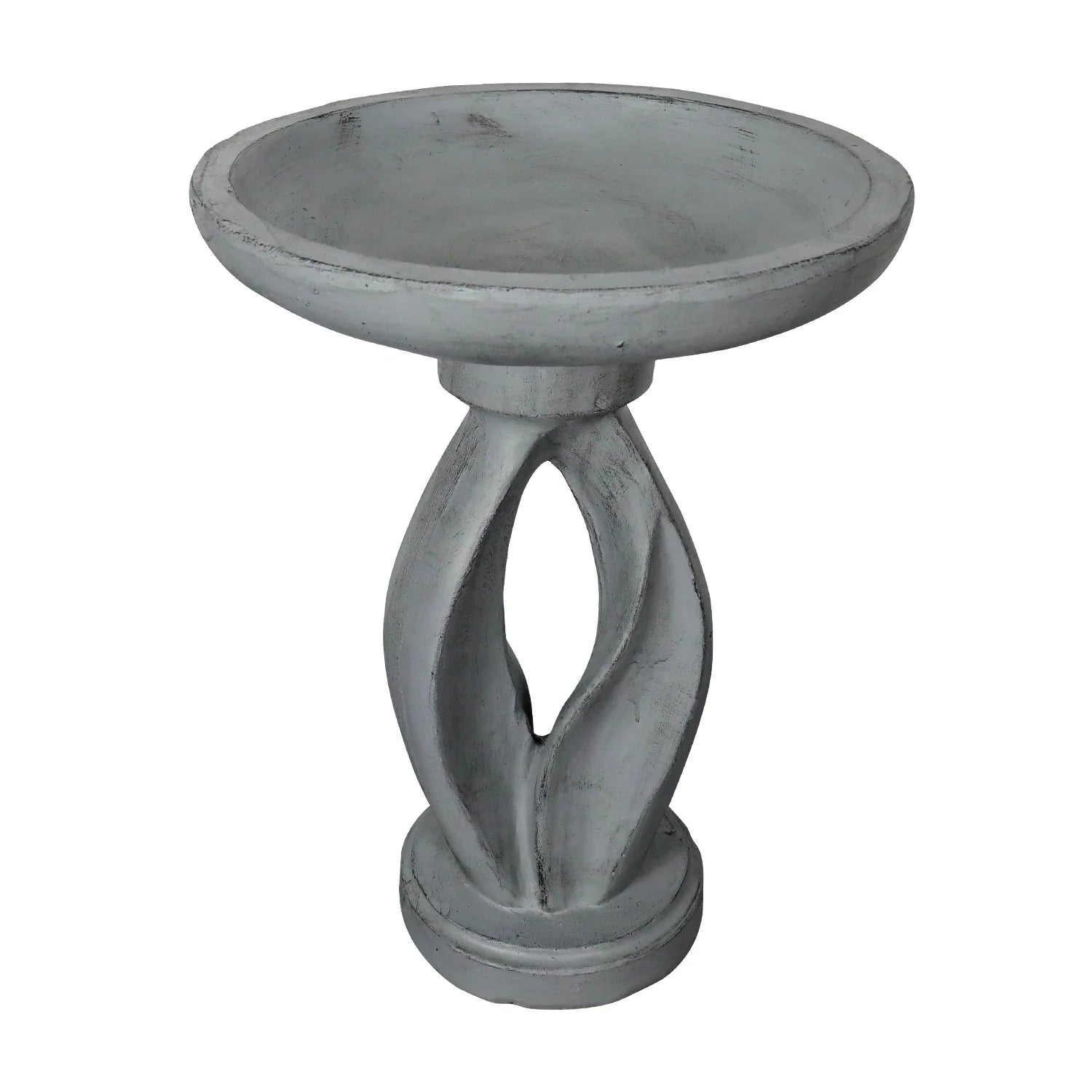 21.8 Inch Height Outdoor Bird Bath - Fibre Reinforced Concrete Large Bird Bath Stylish with Curved Pedestal for Garden, Patio, Backyard, Lawn