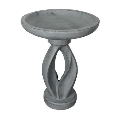 21.8 Inch Height Outdoor Bird Bath - Fibre Reinforced Concrete Large Bird Bath Stylish with Curved Pedestal for Garden, Patio, Backyard, Lawn
