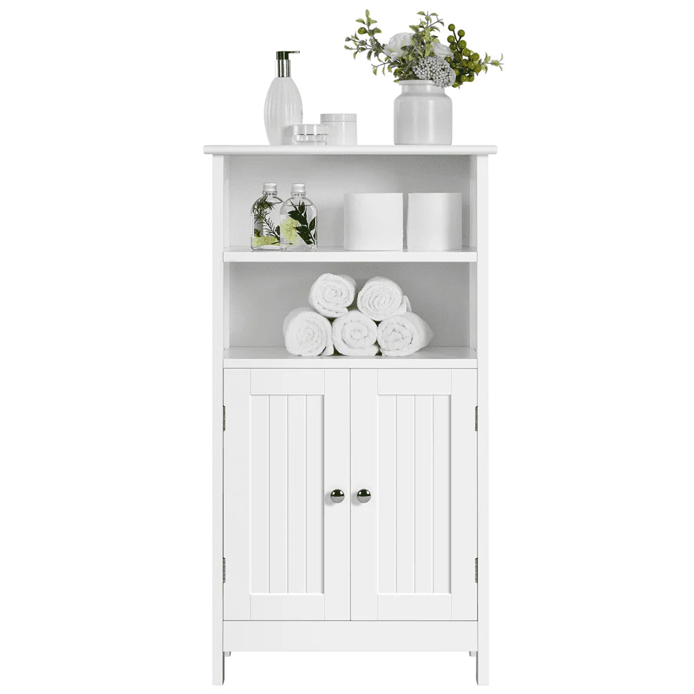 SMILE MART 5-Tier Wooden Bathroom Floor Cabinet, White