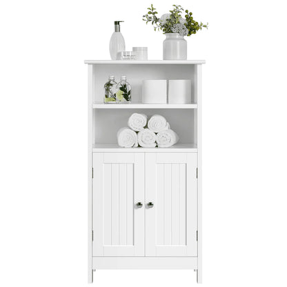 SMILE MART 5-Tier Wooden Bathroom Floor Cabinet, White