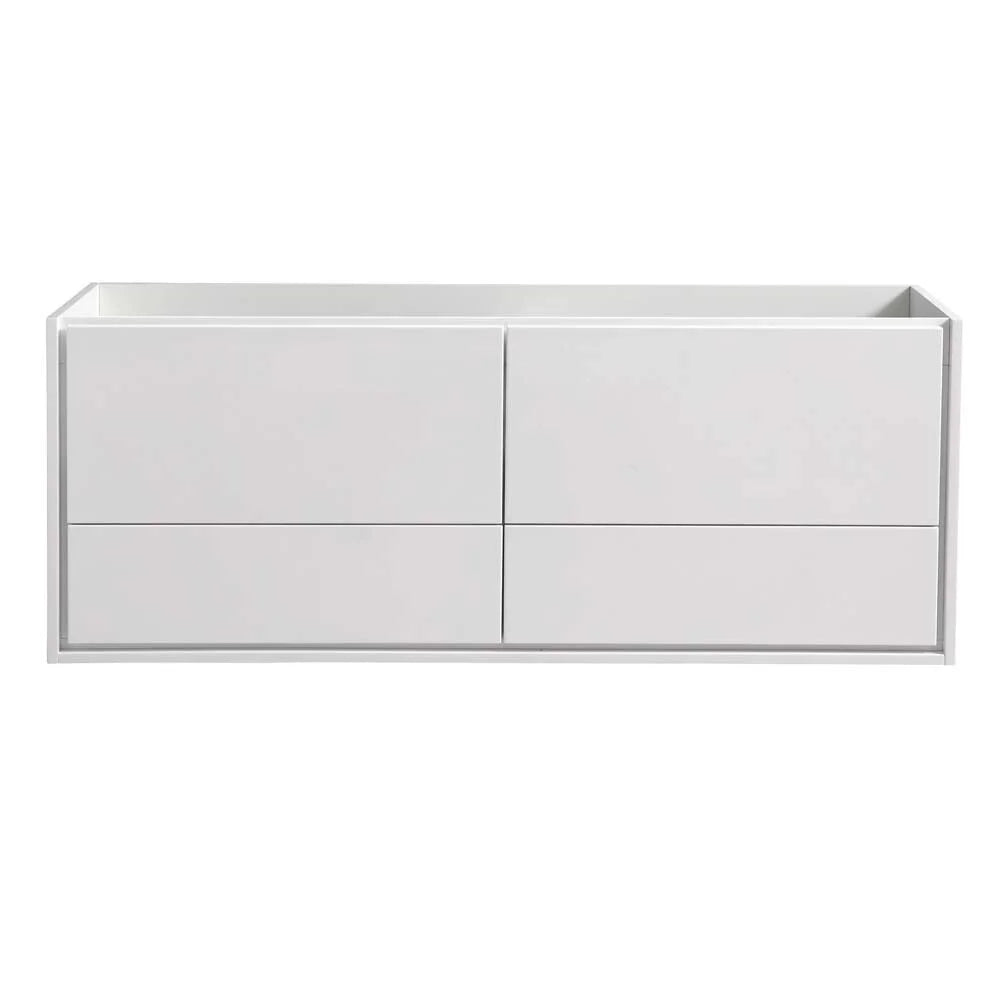 Fresca Catania 60" Wall Hung Single Sink Wood Bathroom Cabinet in Glossy White